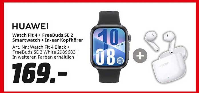HUAWEI Watch Fit 4 + FreeBuds SE 2 Smartwatch + In-ear Kopfhörer