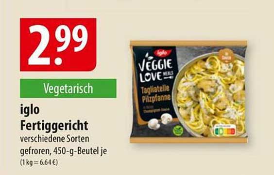 iglo Fertiggericht Veggie Love Tagilatelle Pilzpfanne 450 g