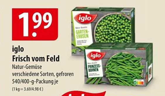 iglo Frisch vom Feld - Natur-Gemüse verschiedene Sorten, gefroren 540/400-g-Packung je