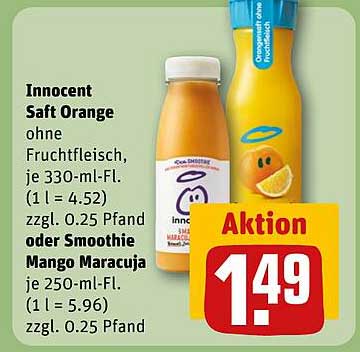 Innocent Saft Orange oder Smoothie Mango Maracuja