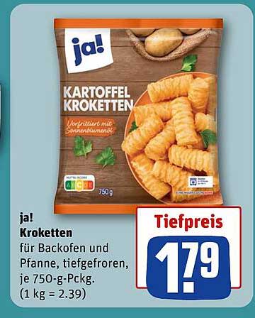 ja! Kartoffel Kroketten, tiefgefroren, 750 g