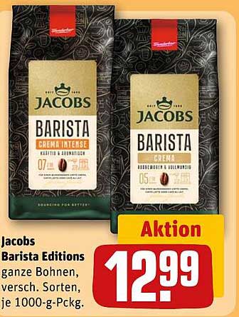 Jacobs Barista Editions – ganze Bohnen, verschiedene Sorten je 1000-g-Packung