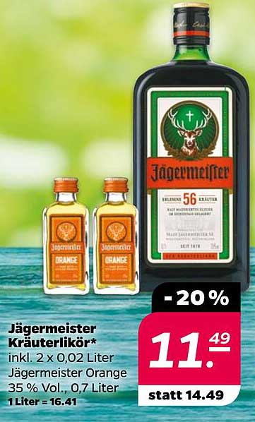 Jägermeister Kräuterlikör inkl. 2 x 0,02 Liter Jägermeister Orange 35% Vol.