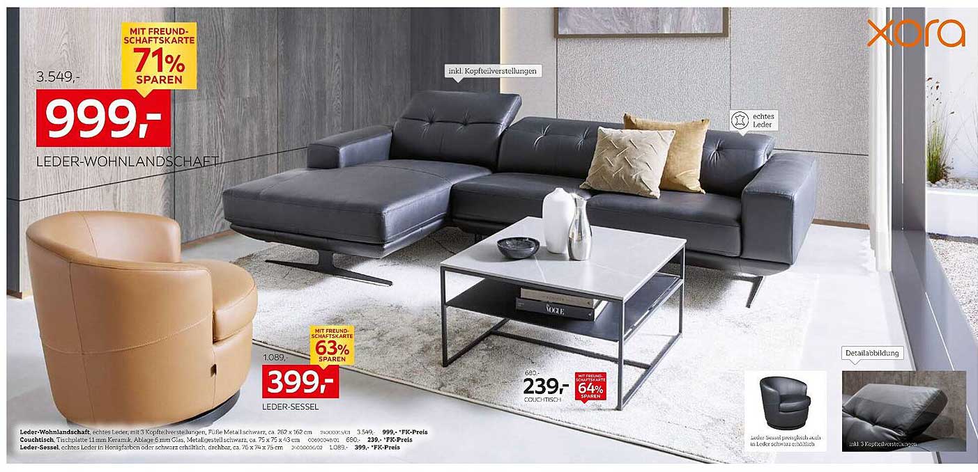 Leder-Wohnlandschaft