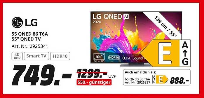 LG 55 QNED 86 T6A 55" QNED TV