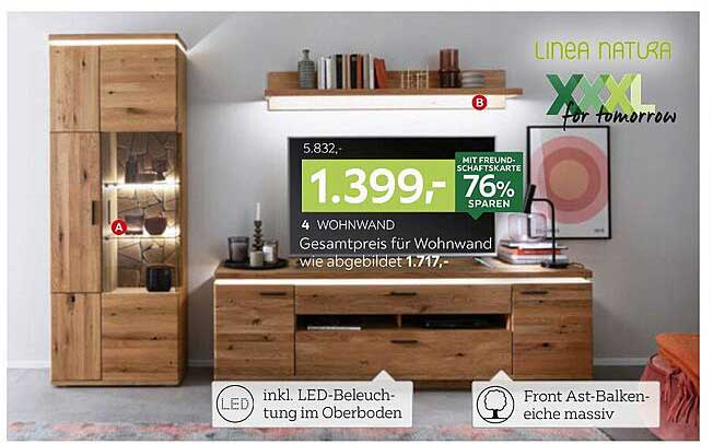 Linea Natura Wohnwand mit LED-Beleuchtung