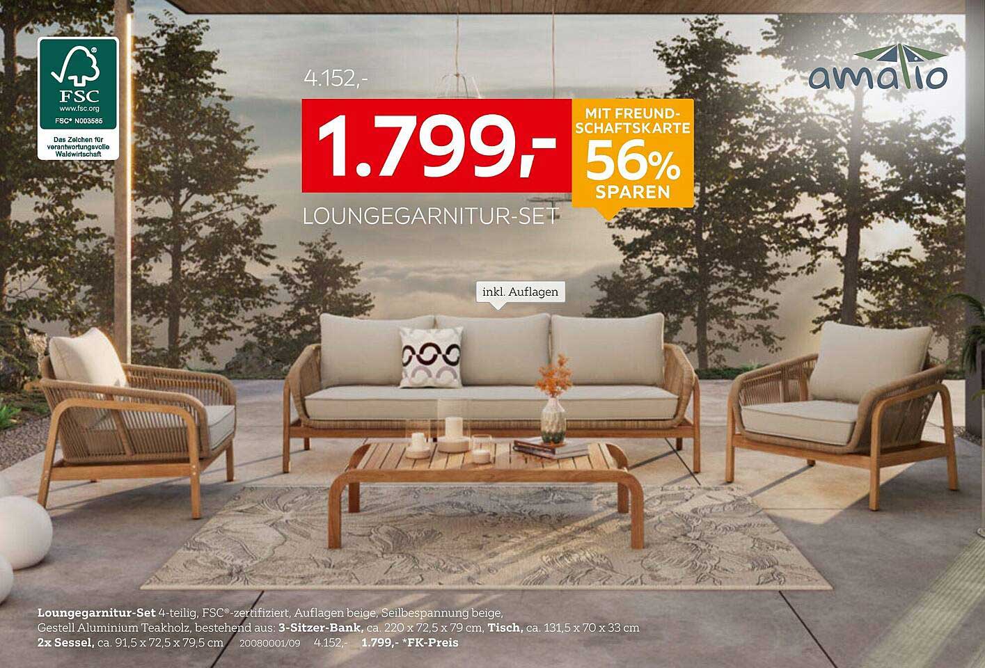 Loungegarnitur-Set 4-teilig, FSC®-zertifiziert