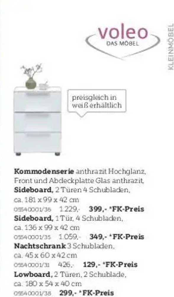 Lowboard anthrazit Hochglanz mit 2 Türen und 2 Schubladen