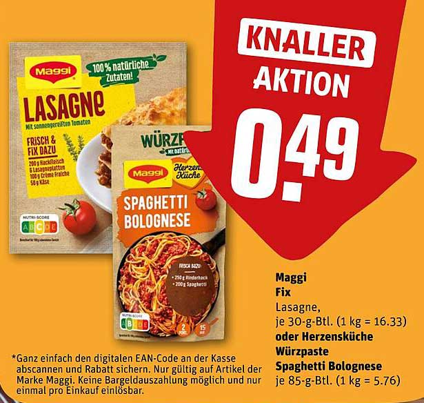 Maggi Fix Lasagne oder Spaghetti Bolognese