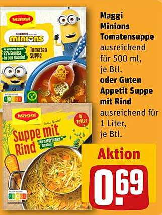 Maggi Minions Tomatensuppe oder Guter Appetit Suppe mit Rind