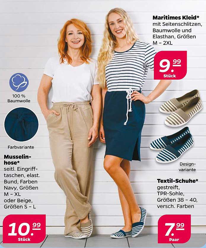 Maritimes Kleid* mit Seitenschlitzen, Baumwolle und Elasthan, Größen M - 2XL