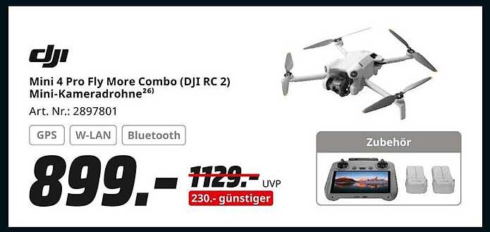 Mini 4 Pro Fly More Combo (DJI RC 2) Mini-Kamera-Drohne