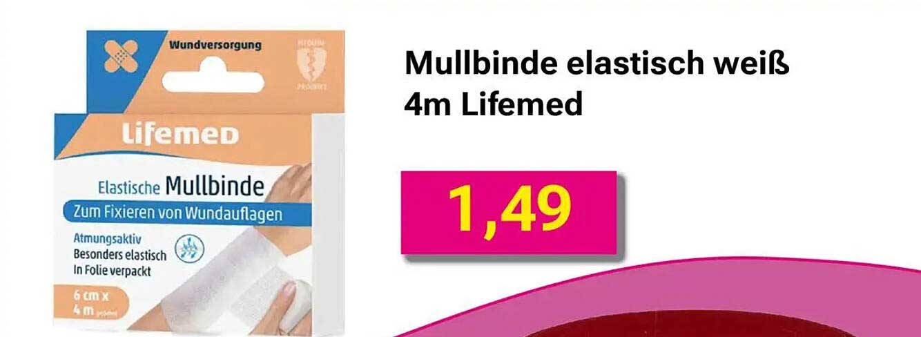 Mullbinde elastisch weiß 4m Lifemed