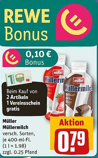 Müller Müllermilch verschiedene Sorten 400 ml für nur 0,79 €