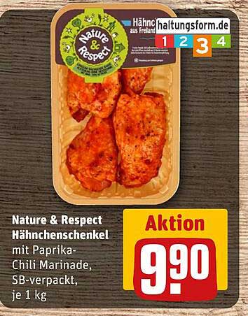 Nature & Respect Hähnchenschenkel mit Paprika-Chili Marinade, SB-verpackt, je 1 kg