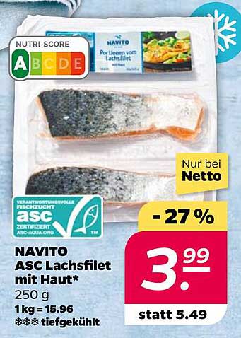NAVITO ASC Lachsfilet mit Haut* 250 g