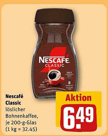 Nescafé Classic löslicher Bohnenkaffee, je 200-g-Glas