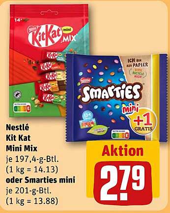 Nestlé Kit Kat Mini Mix oder Smarties mini - Aktion