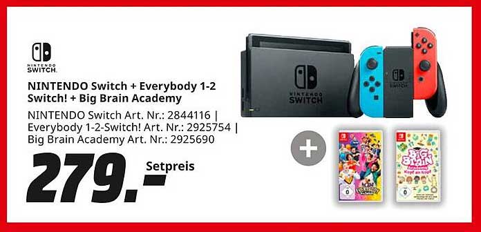 NINTENDO Switch + Everybody 1-2 Switch! + Big Brain Academy