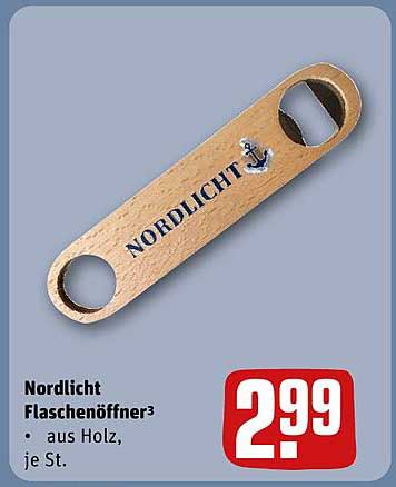 Nordlicht Flaschenöffner aus Holz, je St.