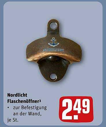 Nordlicht Flaschenöffner zur Befestigung an der Wand, je St.