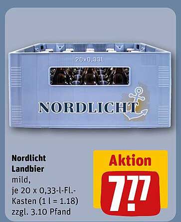 Nordlicht Landbier mild, je 20 x 0,33 l- Fl.-Kasten (1 l = 1,18) zzgl. 3,10 Pfand