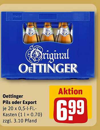 Oettinger Pils oder Export je 20 x 0,5-l-Fl.-Kasten