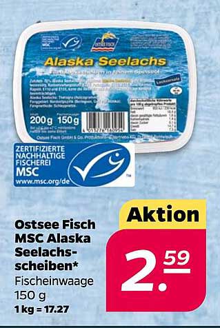 Ostsee Fisch MSC Alaska Seelachs-Scheiben 150 g