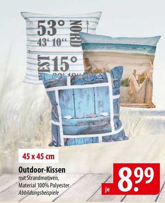 Outdoor-Kissen mit Strandmotiven