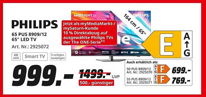 PHILIPS 65 PUS 8909/12 65" LED TV