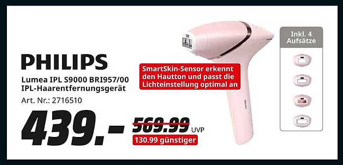 PHILIPS Lumea IPL S9000 BRI957/00 IPL-Haarentfernungsgerät