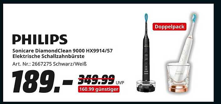 PHILIPS Sonicare DiamondClean 9000 HX9914/57 Elektrische Schallzahnbürste