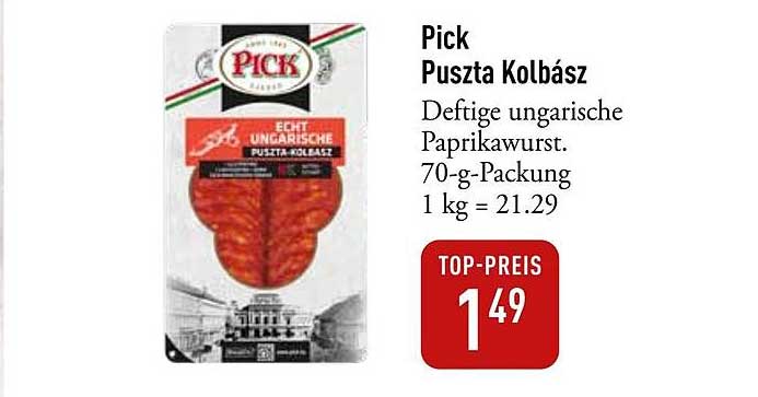 Pick Puszta Kolbász - Deftige ungarische Paprikawurst 70-g-Packung