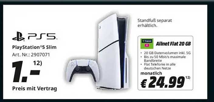 PlayStation 5 Slim mit Vertrag für nur 1,- €