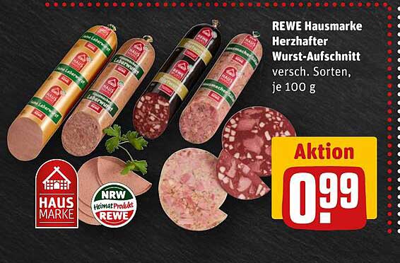 REWE Hausmarke Herzhaft Wurst-Aufschnitt, verschiedene Sorten, je 100 g