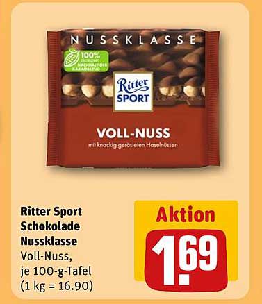 Ritter Sport Schokolade Nussklasse Voll-Nuss