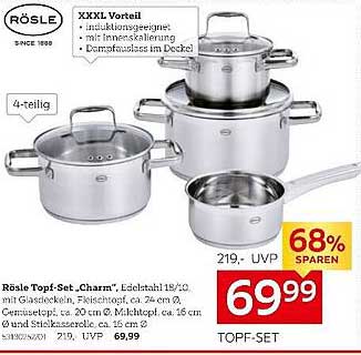 Rösle Topf-Set "Charm", Edelstahl 18/10, 4-teilig