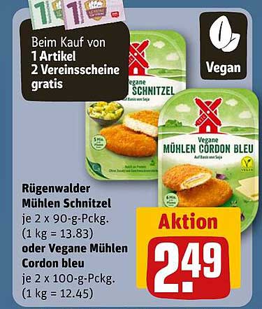 Rügenwalder Mühlen Schnitzel oder Vegane Mühlen Cordon bleu
