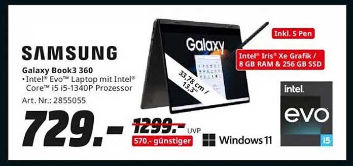 Samsung Galaxy Book3 360 - Intel Evo Laptop mit Intel Core i5-1340P Prozessor