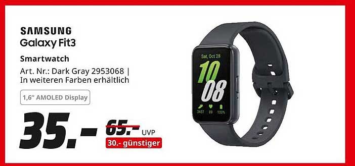 Samsung Galaxy Fit3 Smartwatch - 30 € günstiger