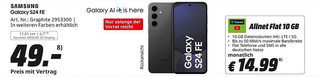Samsung Galaxy S24 FE mit Allnet Flat 10 GB