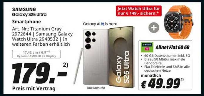Samsung Galaxy S25 Ultra Smartphone mit Vertrag