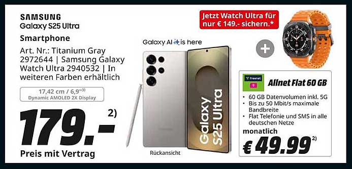 Samsung Galaxy S25 Ultra Smartphone mit Vertrag