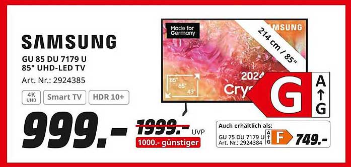 Samsung GU 85 DU 7179 U 85" UHD-LED TV