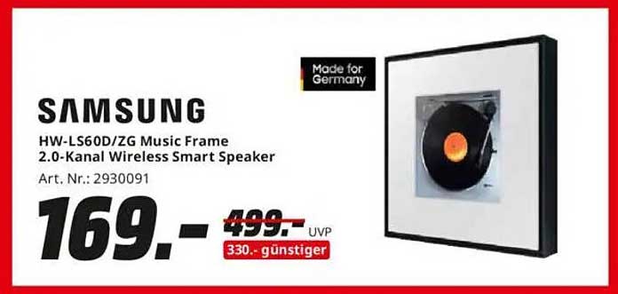 Samsung HW-LS60D/ZG Music Frame 2.0-Kanal Wireless Smart Speaker