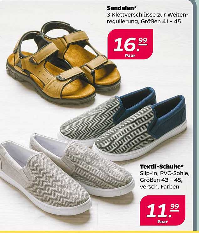 Sandalenschuhe und Textil-Schuhe zu tollen Preisen