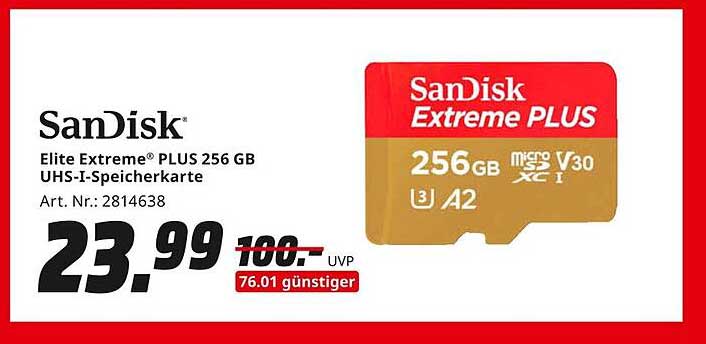 SanDisk Extreme® PLUS 256 GB UHS-I-Speicherkarte