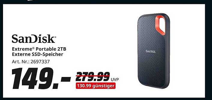 SanDisk Extreme® Portable 2TB Externe SSD-Speicher