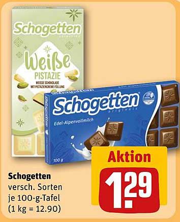 Schogetten verschiedene Sorten je 100-g-Tafel