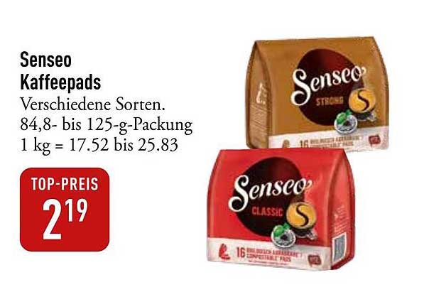 Senseo Kaffeepads - Verschiedene Sorten